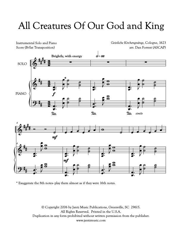All Creatures of Our God and King - Tenor Saxophone Solo