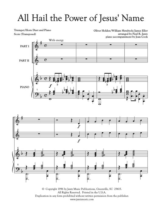 All Hail the Power of Jesus' Name - Trumpet/Horn Duet