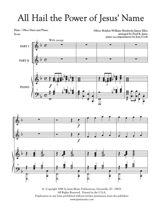 All Hail the Power of Jesus' Name - Flute/Oboe Duet