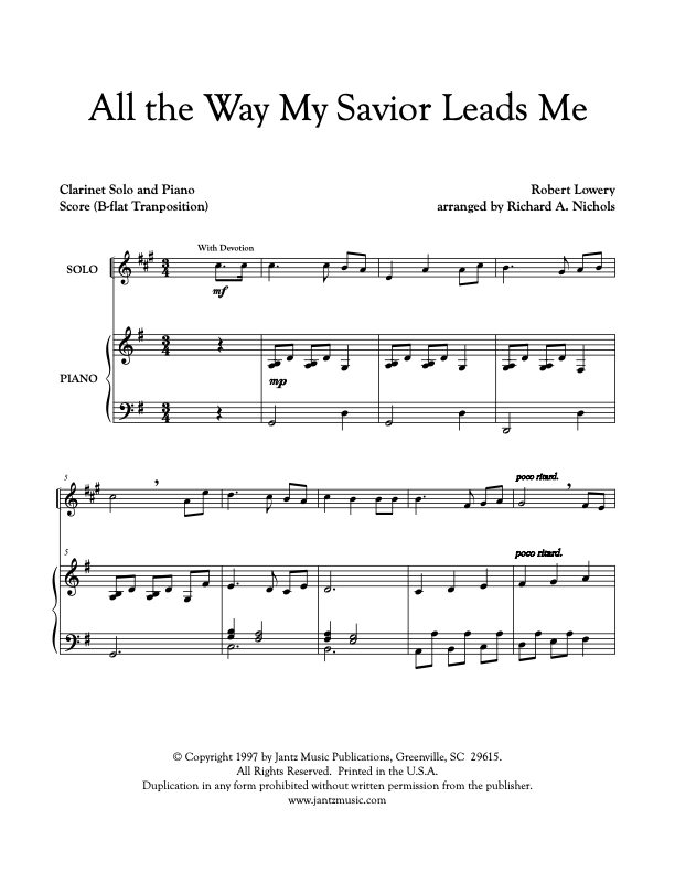 All the Way My Savior Leads Me - Clarinet Solo