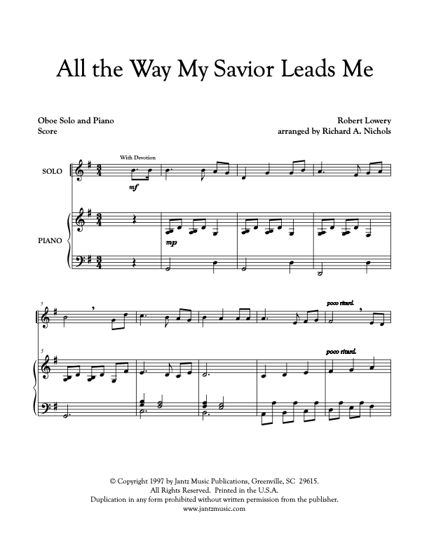 All the Way My Savior Leads Me - Oboe Solo
