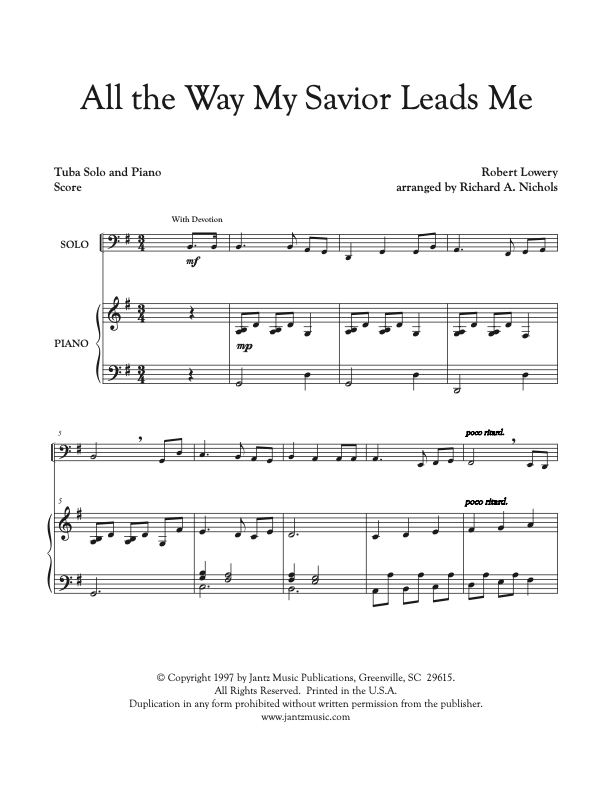All the Way My Savior Leads Me - Tuba Solo