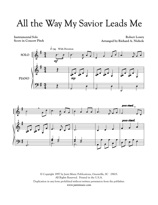 All the Way My Savior Leads Me - Combined Set of All Solo Instrument Options