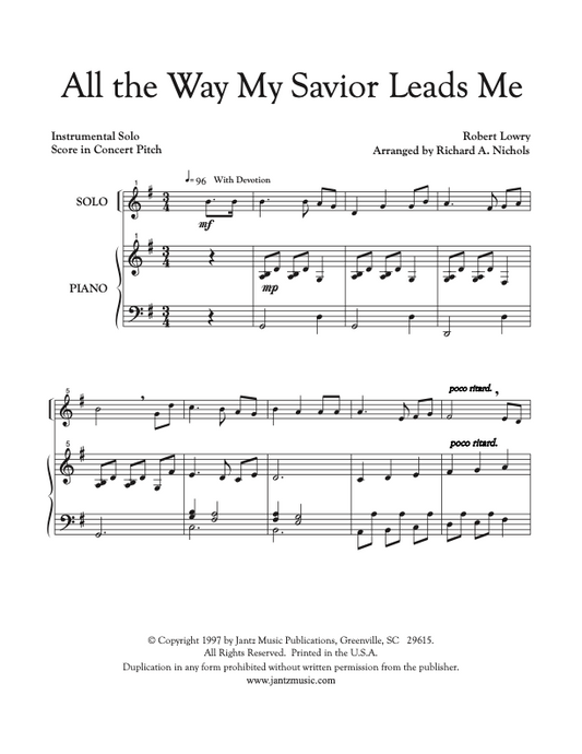 All the Way My Savior Leads Me - Combined Set of All Solo Instrument Options