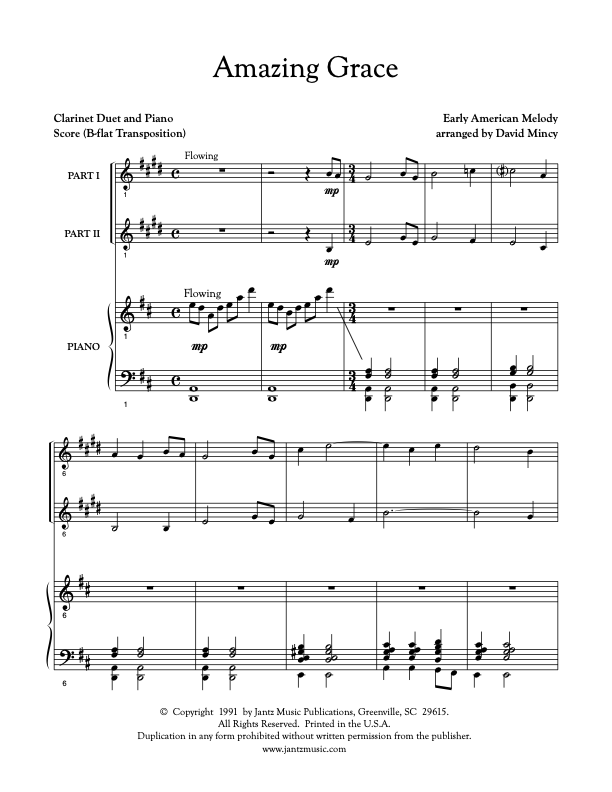 Amazing Grace - Clarinet Duet – Jantz Music Publications