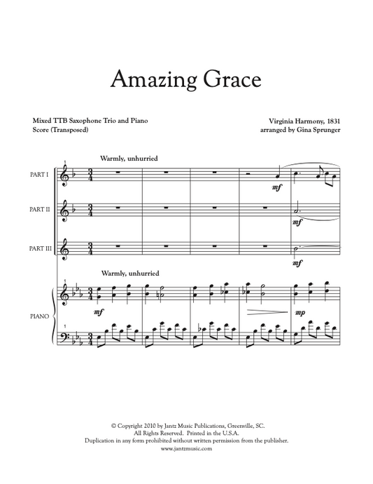 Amazing Grace - TTB Saxophone Trio