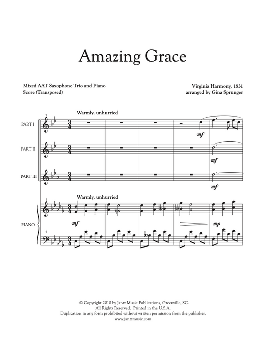 Amazing Grace - AAT Saxophone Trio