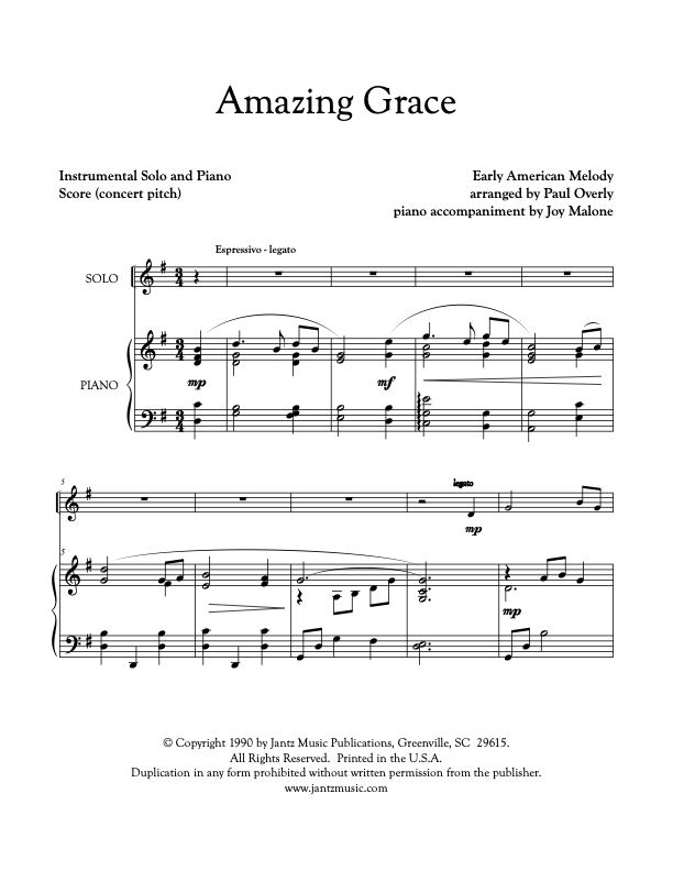 Amazing Grace - Combined Set of All Solo Instrument Options