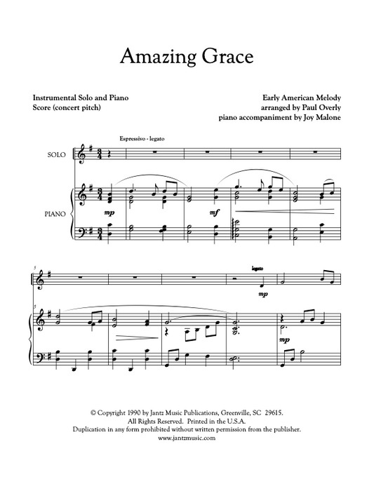 Amazing Grace - Combined Set of All Solo Instrument Options