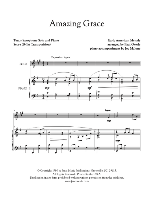 Amazing Grace - Tenor Saxophone Solo