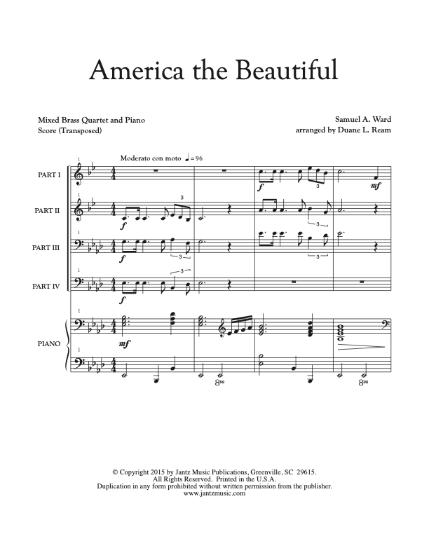 America the Beautiful - Mixed Brass Quartet w/ piano