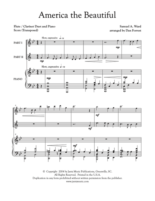 America the Beautiful - Flute/Clarinet Duet