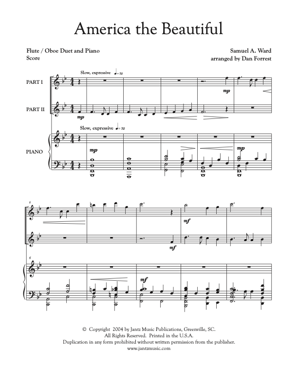 America the Beautiful - Flute/Oboe Duet