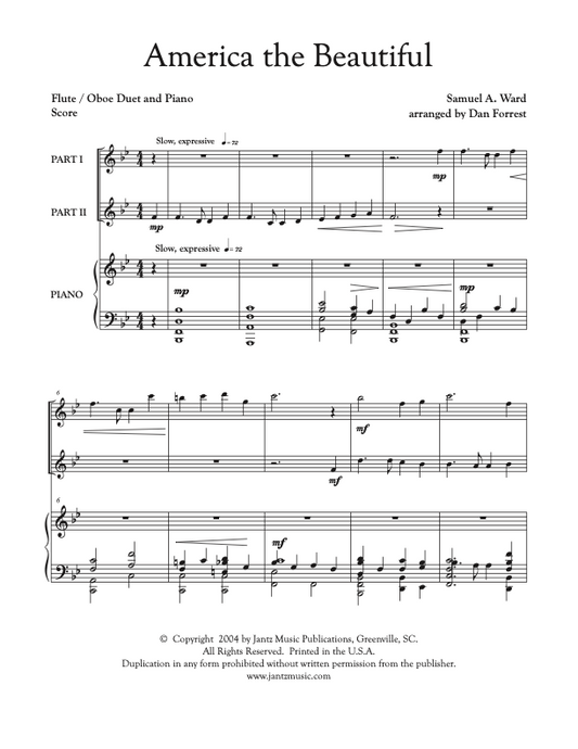 America the Beautiful - Flute/Oboe Duet