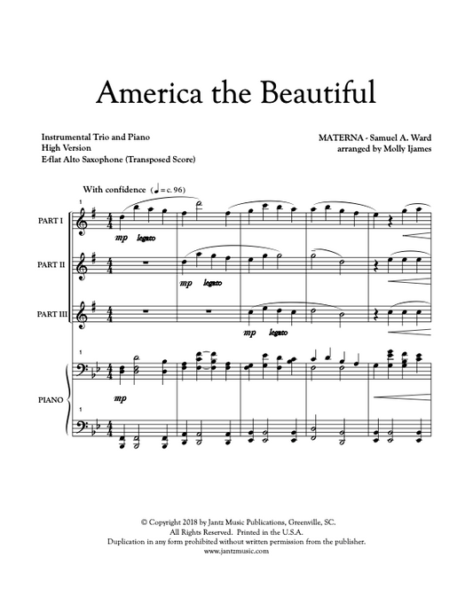 America the Beautiful - Alto Saxophone Trio