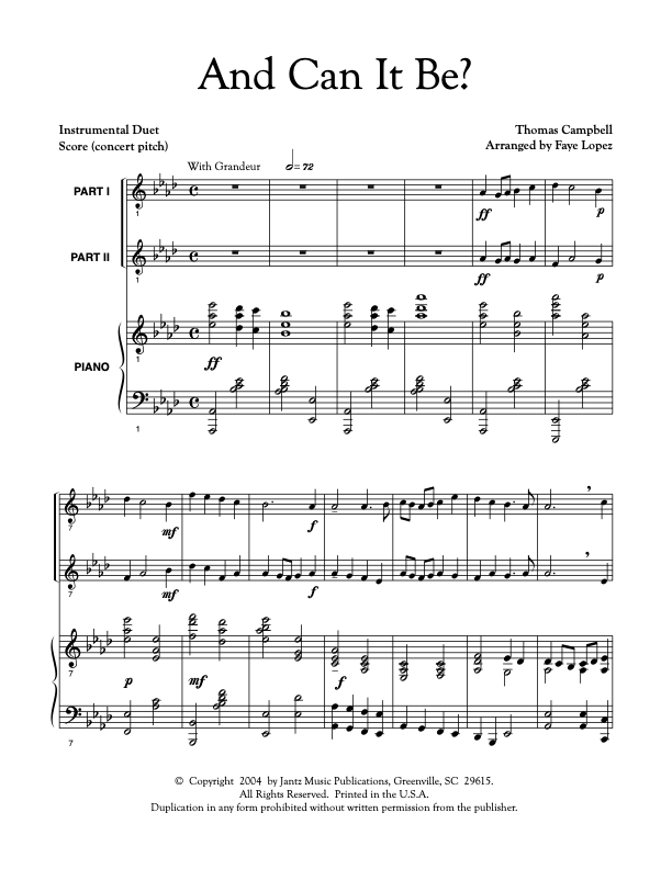 And Can It Be? - Combined Set of All Duet Instrument Options – Jantz ...