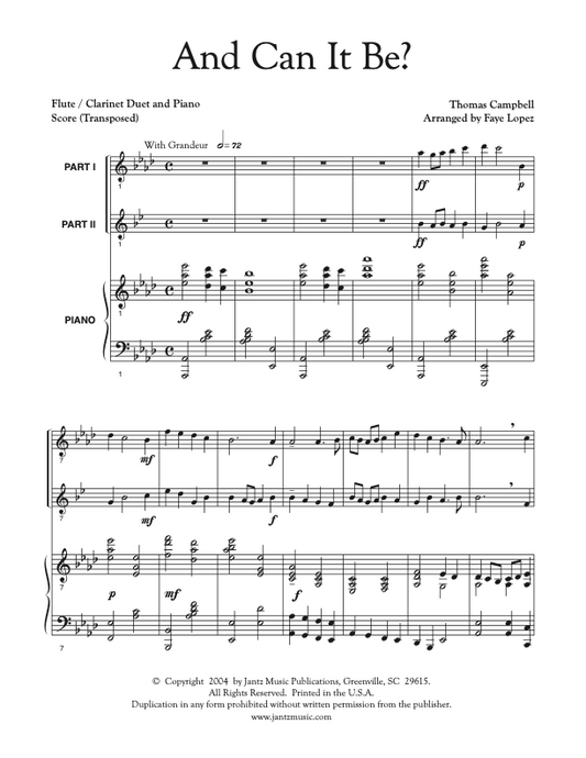 And Can It Be? - Flute/Clarinet Duet