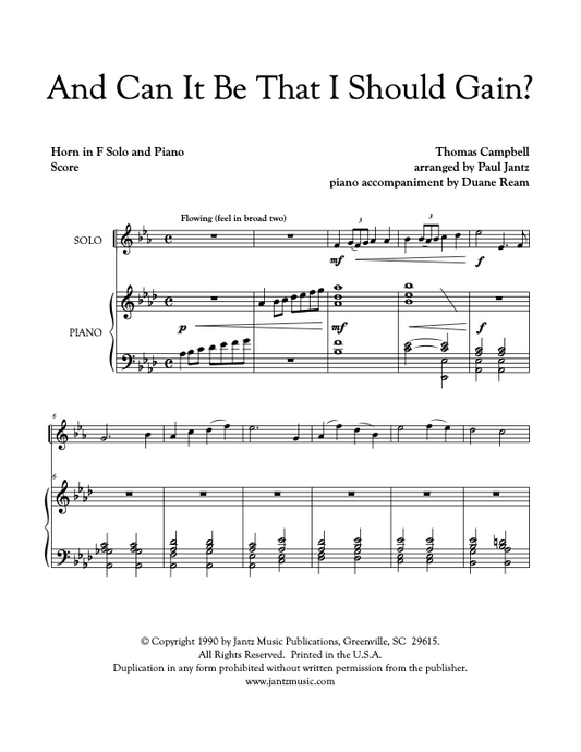 And Can It Be? - Horn Solo