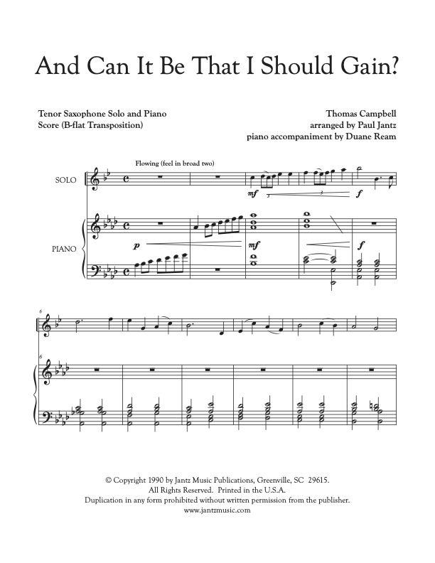 And Can It Be? - Tenor Saxophone Solo