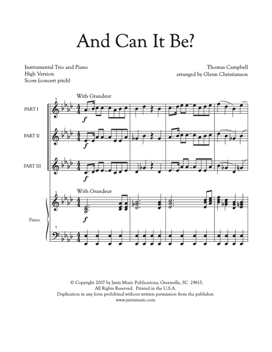 And Can It Be? - Combined Set of Flute/Clarinet/Alto Saxophone Trios