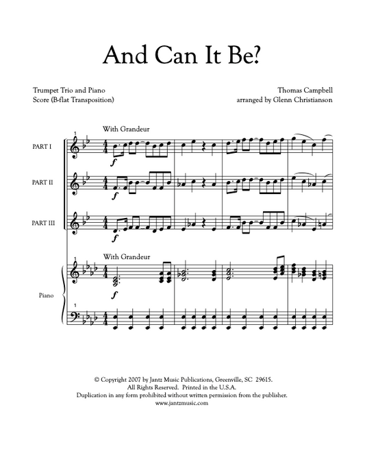 And Can It Be? - Trumpet Trio