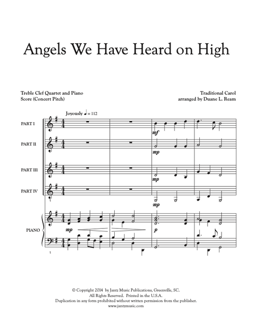 Angels We Have Heard on High - Combined Set of Flute/Clarinet/Trumpet Quartets
