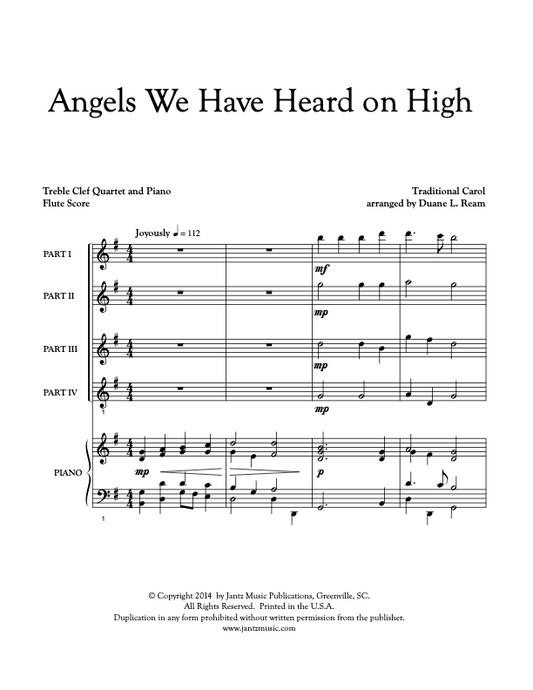 Angels We Have Heard on High - Flute Quartet