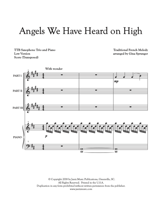 Angels We Have Heard on High - TTB Saxophone Trio