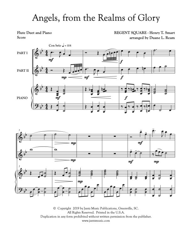 Angels, From The Realms Of Glory - Flute Duet – Jantz Music Publications