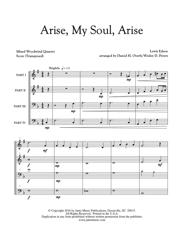 Arise, My Soul, Arise - Mixed Woodwind Quartet