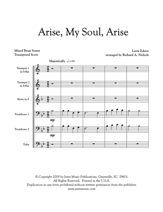Arise, My Soul, Arise - Mixed Brass Sextet