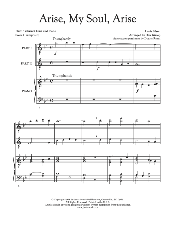 Arise, My Soul, Arise - Flute/Clarinet Duet