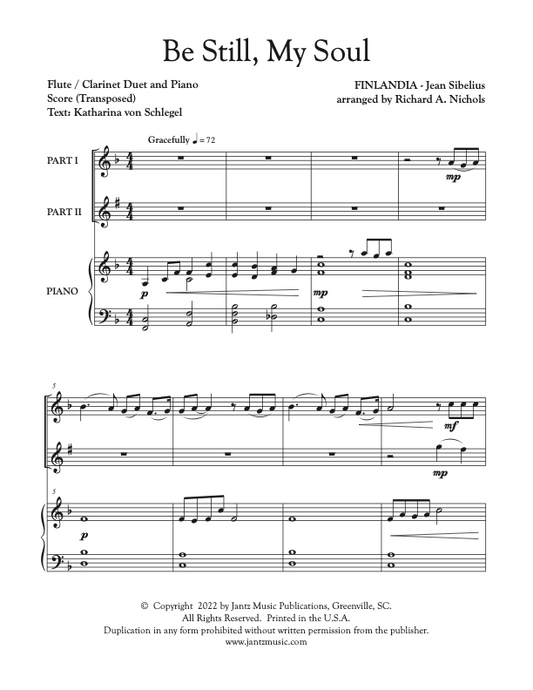 Be Still, My Soul - Flute/Clarinet Duet
