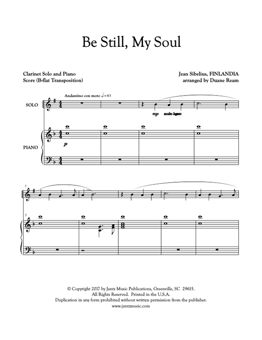 Be Still, My Soul - Clarinet Solo