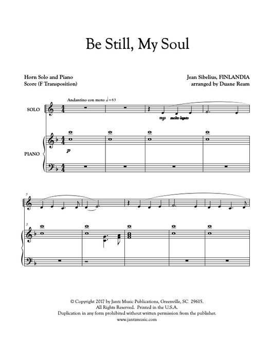 Be Still, My Soul - Horn Solo
