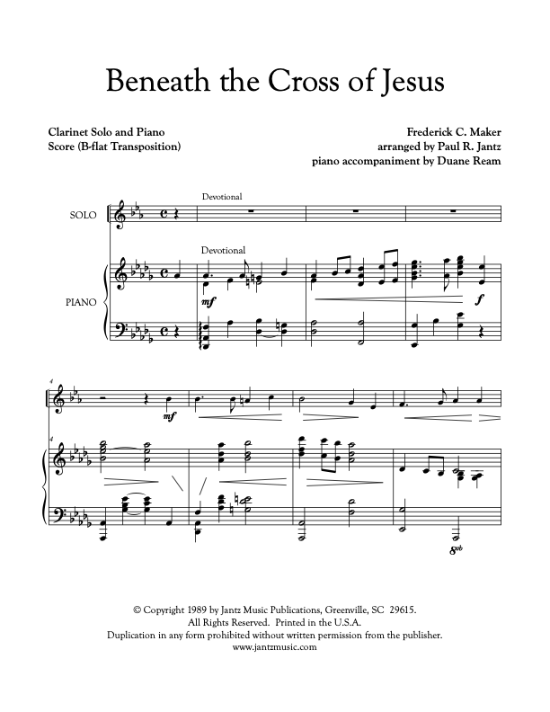 Beneath the Cross of Jesus - Clarinet Solo