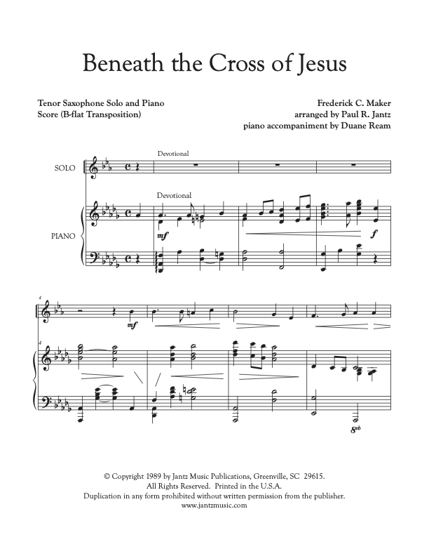 Beneath the Cross of Jesus - Tenor Saxophone Solo