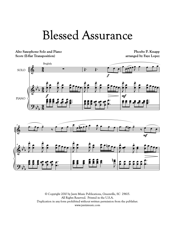 Blessed Assurance - Alto Saxophone Solo