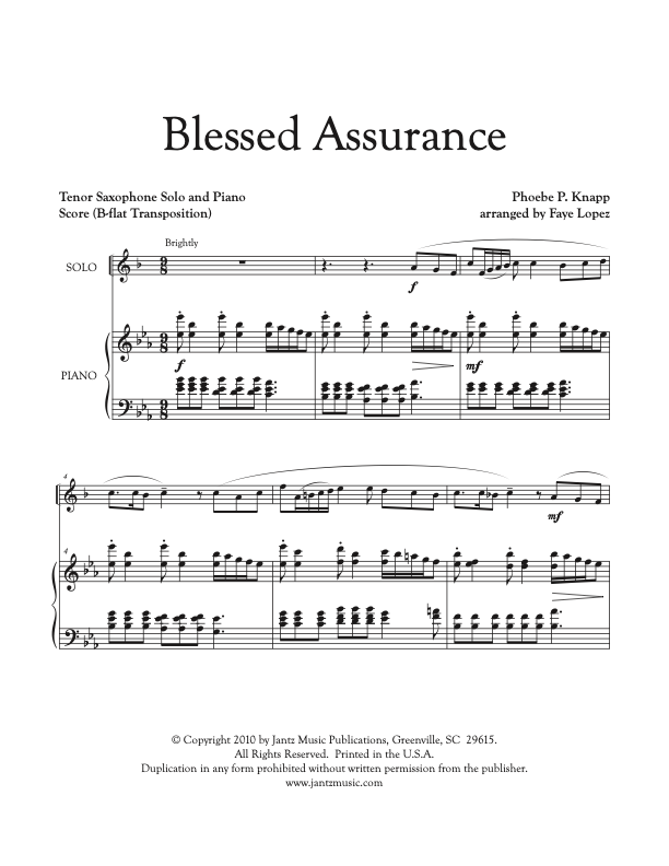 Blessed Assurance - Tenor Saxophone Solo
