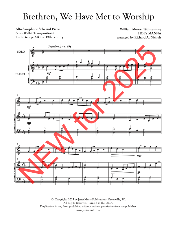 Brethren, We Have Met to Worship - Alto Saxophone Solo