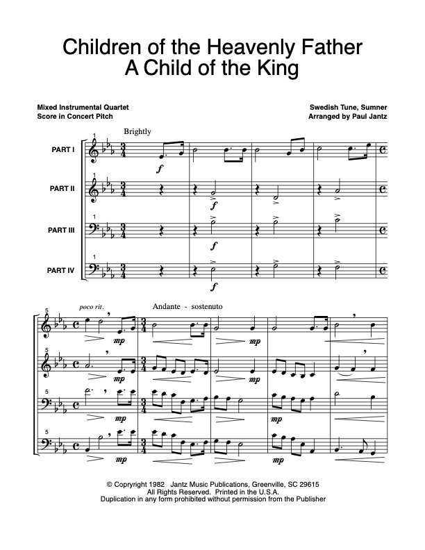 Children of the Heavenly Father - Combined Set of Both Mixed Quartet Versions