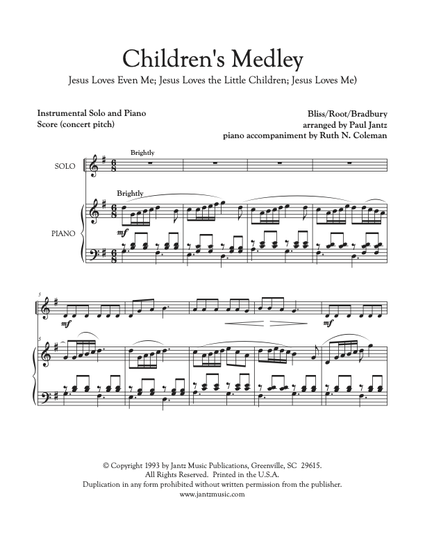 Children's Medley - Combined Set of All Solo Instrument Options
