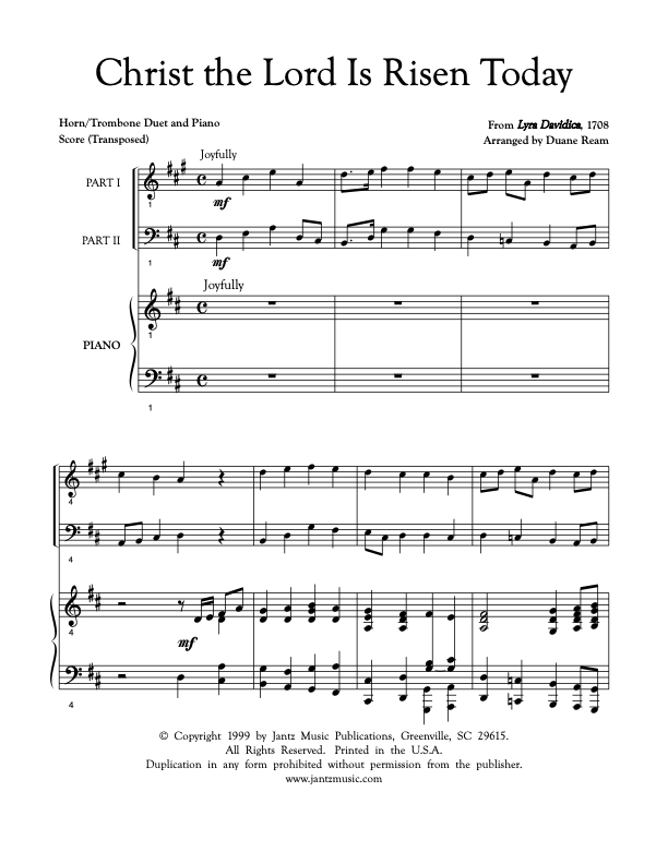 Christ the Lord Is Risen Today - Horn/Trombone Duet