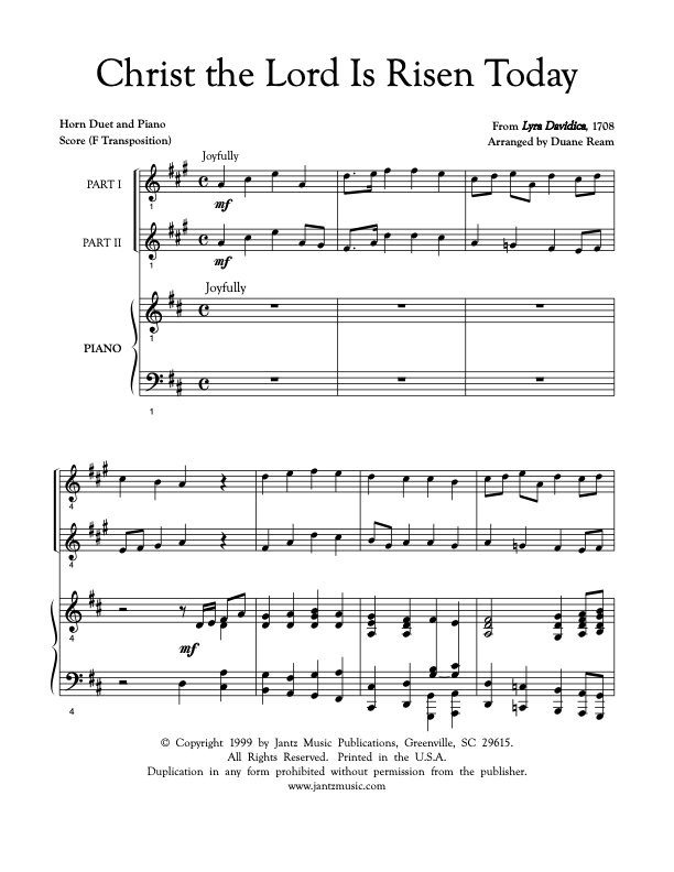 Christ the Lord Is Risen Today - Horn Duet
