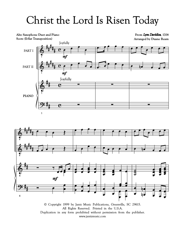 Christ the Lord Is Risen Today - Alto Saxophone Duet