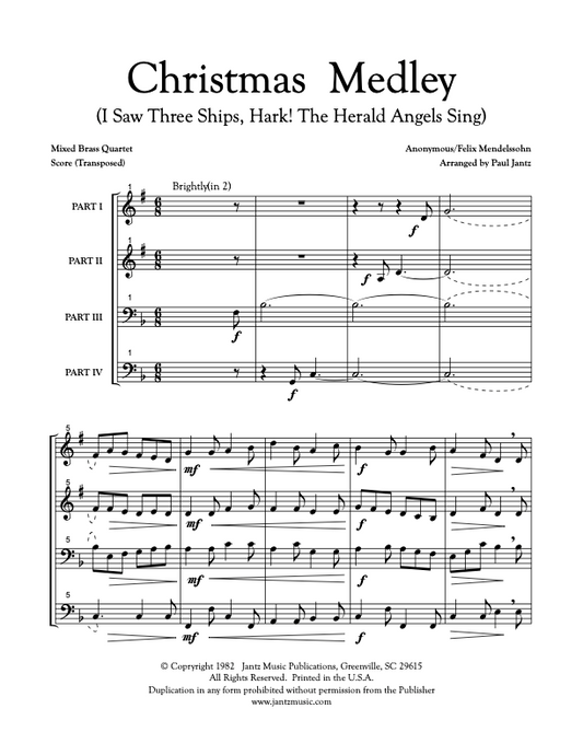 Christmas Medley - Mixed Brass Quartet