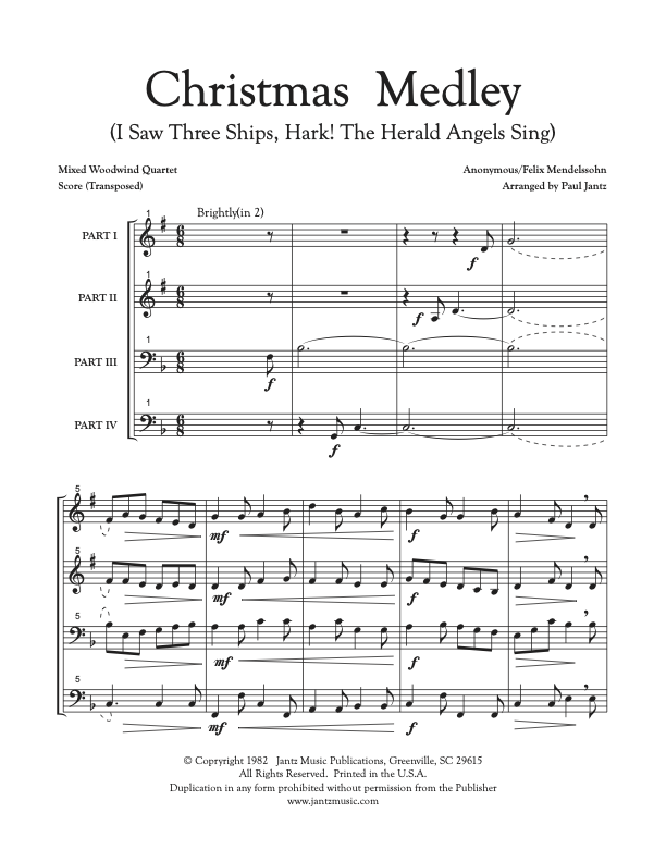 Christmas Medley - Mixed Woodwind Quartet