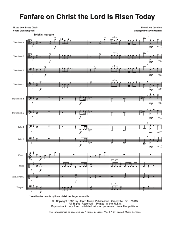 Christ the Lord Is Risen Today Fanfare - Low Brass Octet w/ percussion