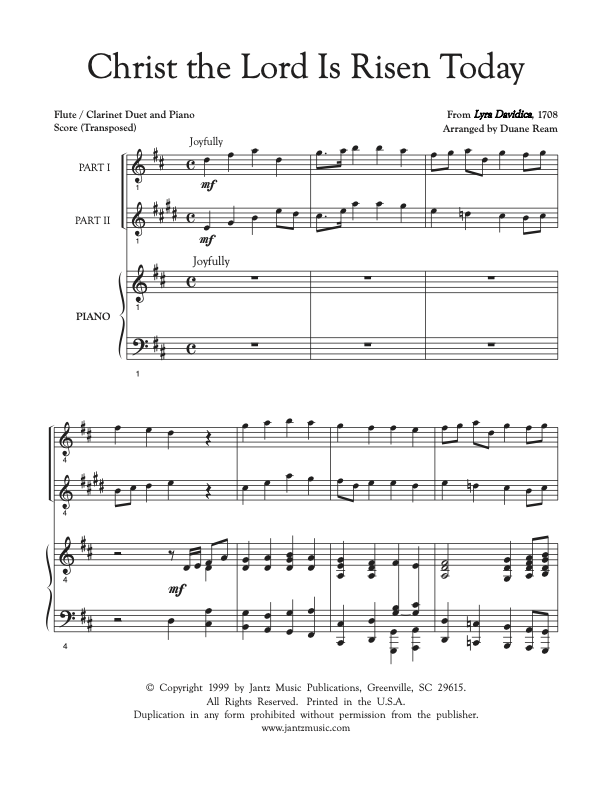 Christ the Lord Is Risen Today - Flute/Clarinet Duet