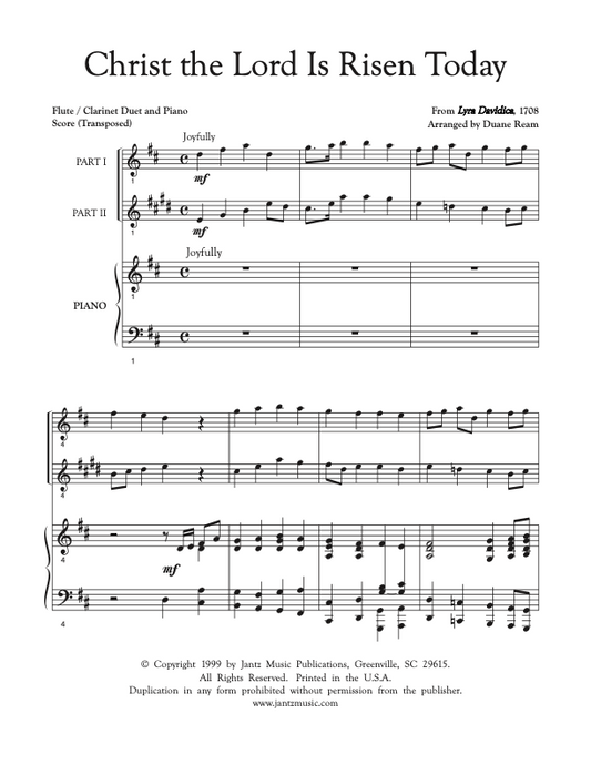 Christ the Lord Is Risen Today - Flute/Clarinet Duet